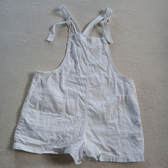 aerie ♡ cotton tie strap shortalls white - Picture 1 of 10
